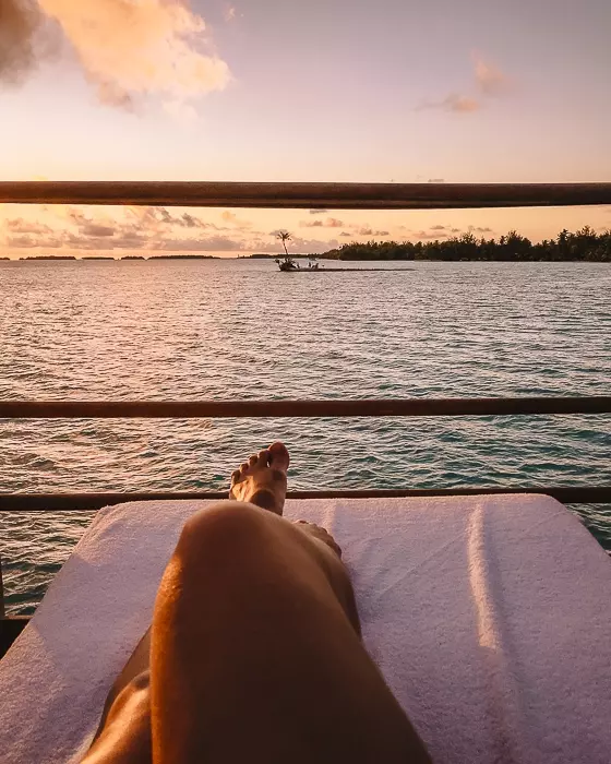 Four Seasons Bora Bora sunset from the private deck by Dancing the Earth