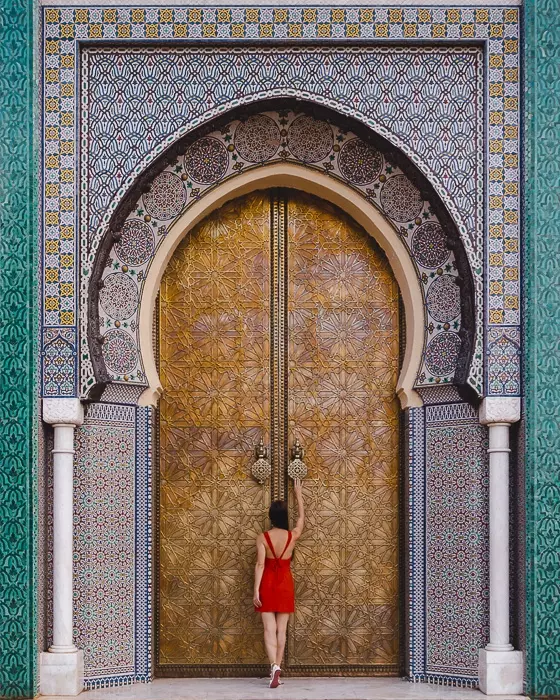 Morocco travel guide Fes Royal Palace door by Dancing the Earth