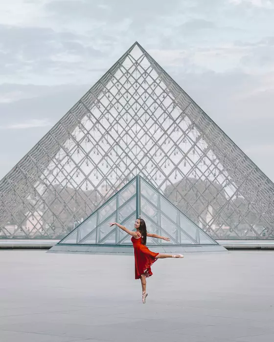 Paris Winter Louvre pyramids from behind by Dancing the Earth