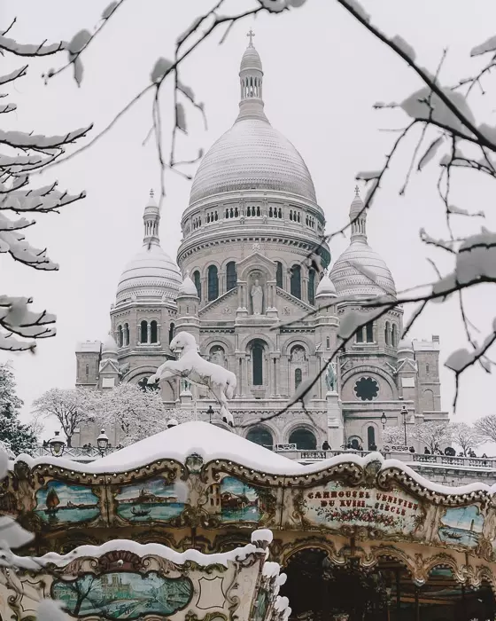 Paris Winter Sacre Coeur covered with snow by Dancing the Earth