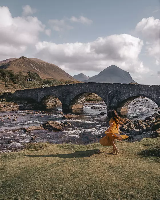 Scotland travel itinerary Sligachan old bridge and Cuillin hills by Dancing the Earth