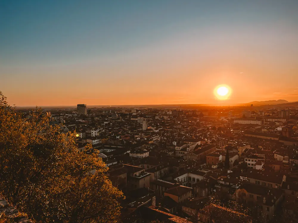 Sunset over the city from Brescia Castle, Dancing the Earth