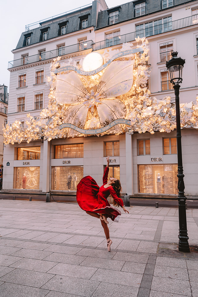 Place Maurice Barrès, Dior butterfly 2023, Christmas in Paris, by Dancing the Earth