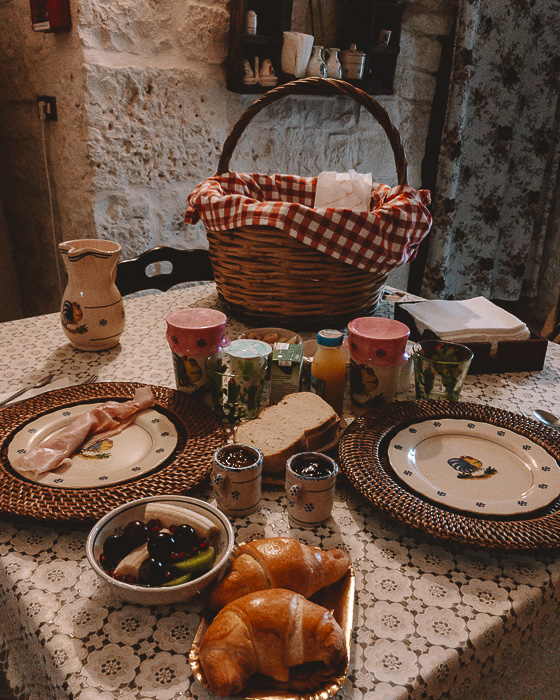 Breakfast basket at Trulli Caroli, Puglia travel guide by Dancing the Earth