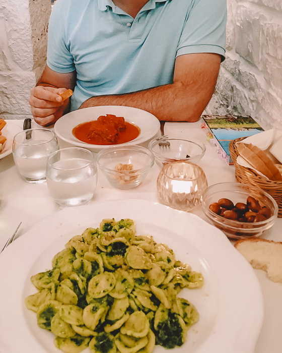 Orecchiette at restaurant La Nicchia in Alberobello, Puglia travel guide by Dancing the Earth