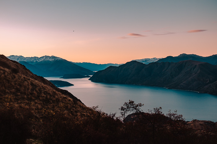 Sunset over Lake Wanaka, best day hikes in the South Island, Dancing the Earth