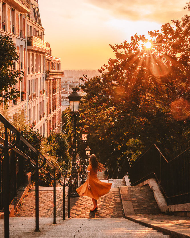 Autumn in Paris, staircases to the Sacre-Coeur, by Dancing The Earth