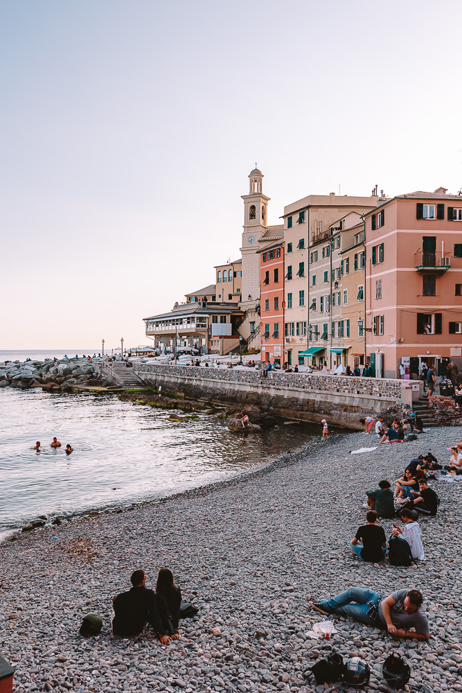 Boccadasse, sunset on the beach, Dancing the Earth