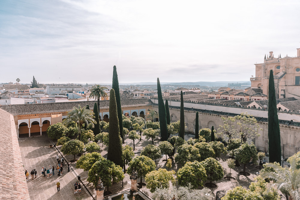 Cordoba Mezquita patio naranjos from Campanario, by Dancing the Earth