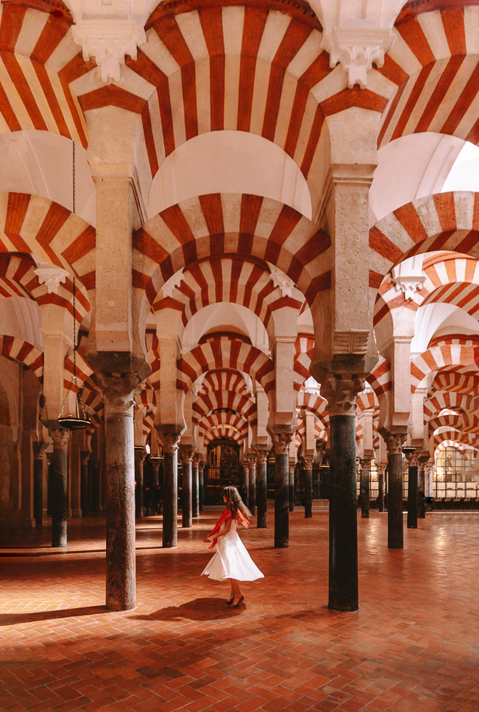 Cordoba weekend itinerary, Mezquita-Cathedral red and white arches, by Dancing the Earth