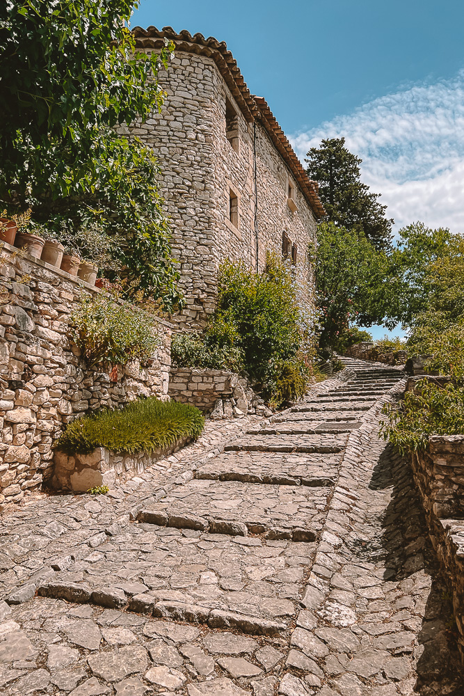 Provence villages, Joucas cobblestone stairs, by Dancing the Earth