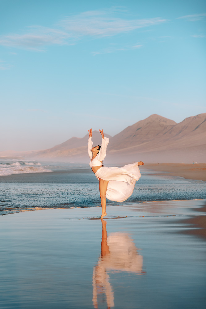 Fuerteventura, playa de Cofete at sunset, reflection, by Dancing the Earth