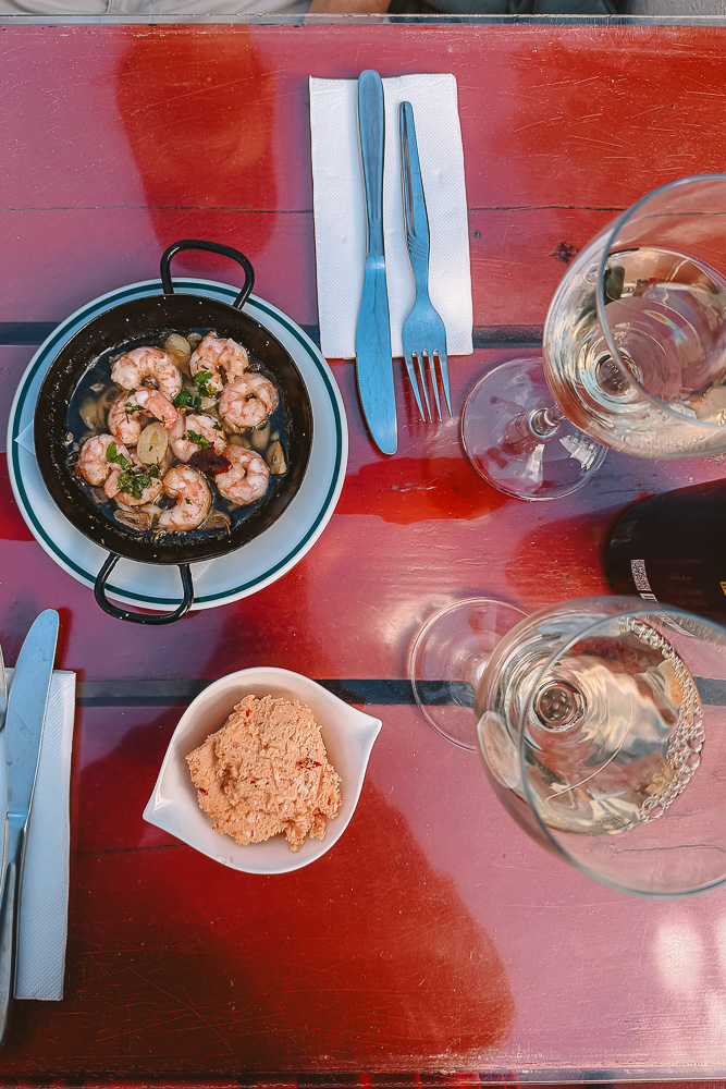 Agulo La Vieja Escuela restaurant almogrote and gambas al ajillo, by Dancing the Earth