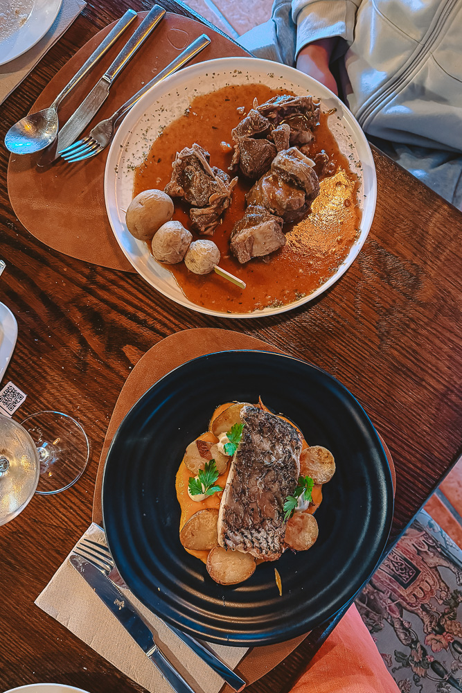 La Gomera Hermigua Los Telares restaurant, rabbit and fish, by Dancing the Earth