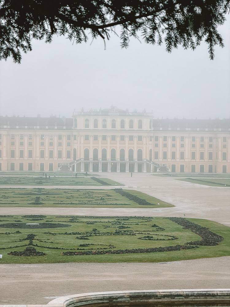 Schonbrunn Palace from Neptune Fountain, by Dancing the Earth