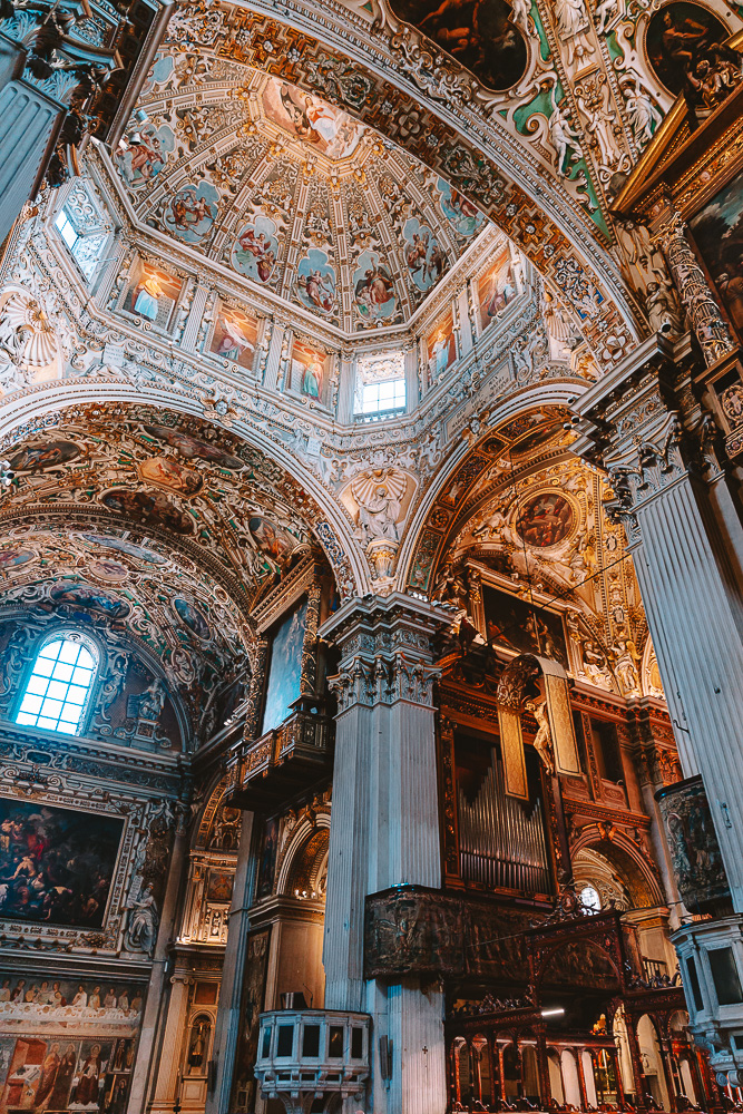 Bergamo, Basilica ceiling and organ, by Dancing the Earth