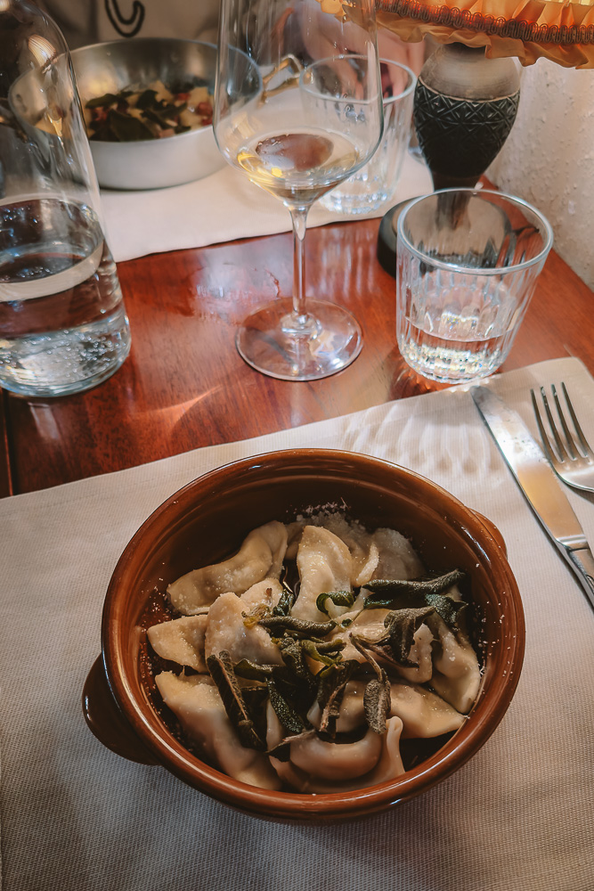 Bergamo, Nonna Alda restaurant, vegetarian casoncelli, by Dancing the Earth