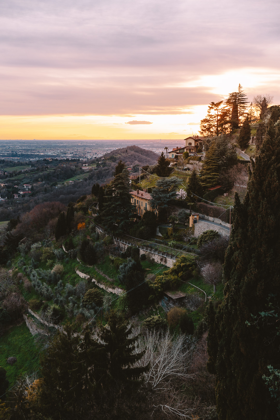 Bergamo, sunset from San Vigilio hill, by Dancing the Earth