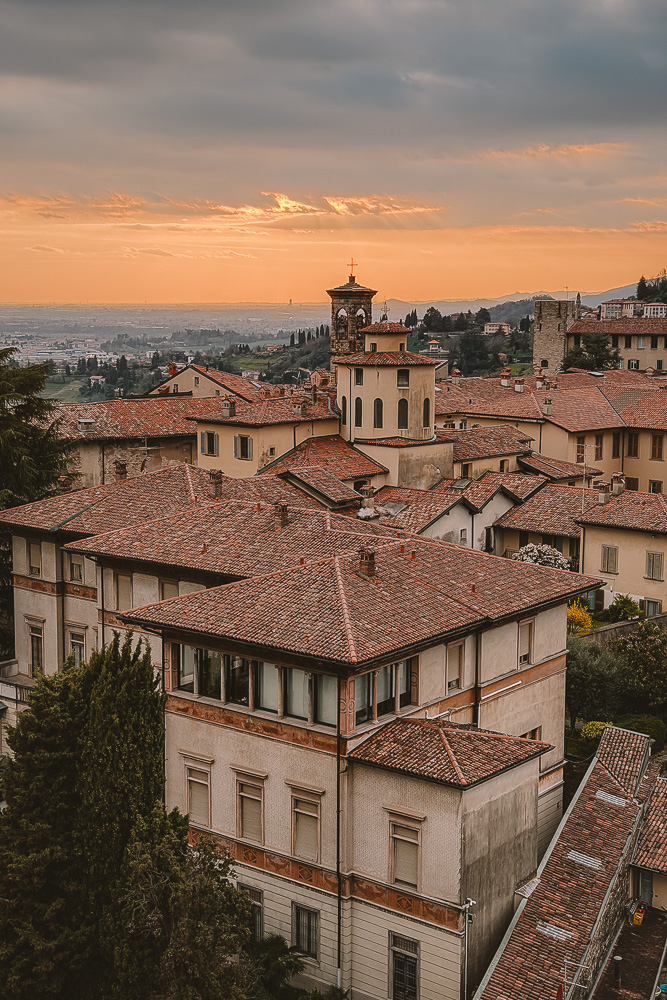 Venetian Fortresses, Bergamo, sunset from Campanone, by Dancing the Earth